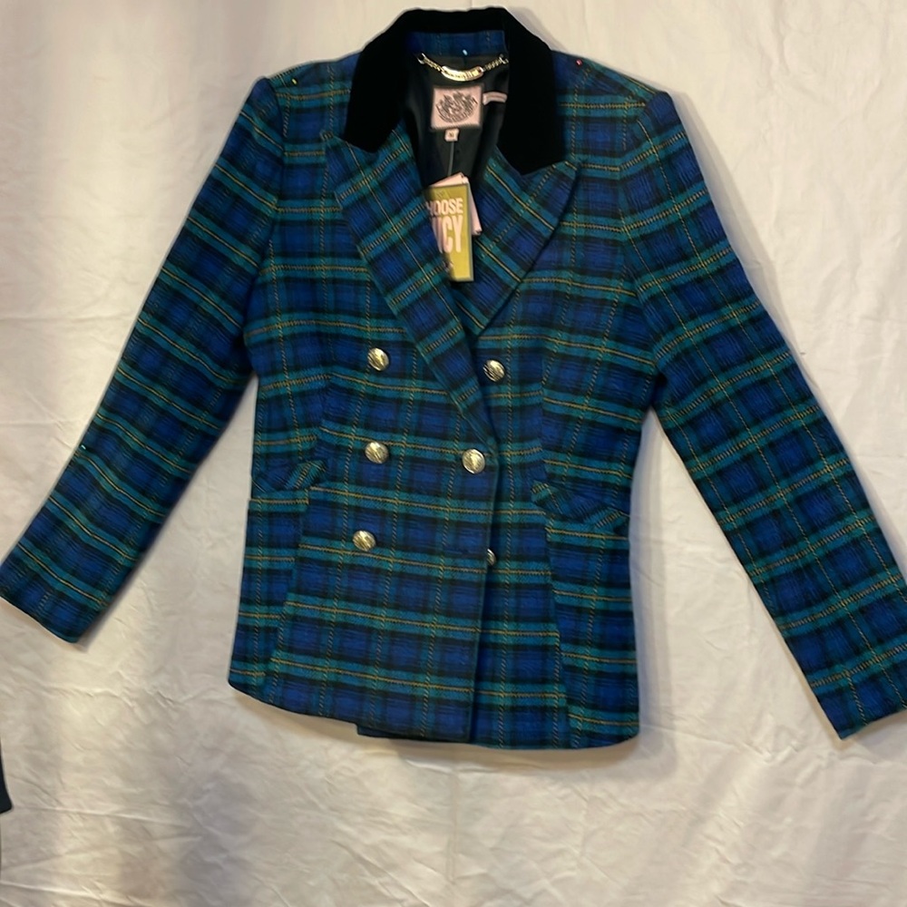 Juicy Couture Celtic green tartan wool jkt